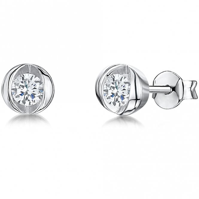 Silver and cubic zirconia stud earrings by Jools