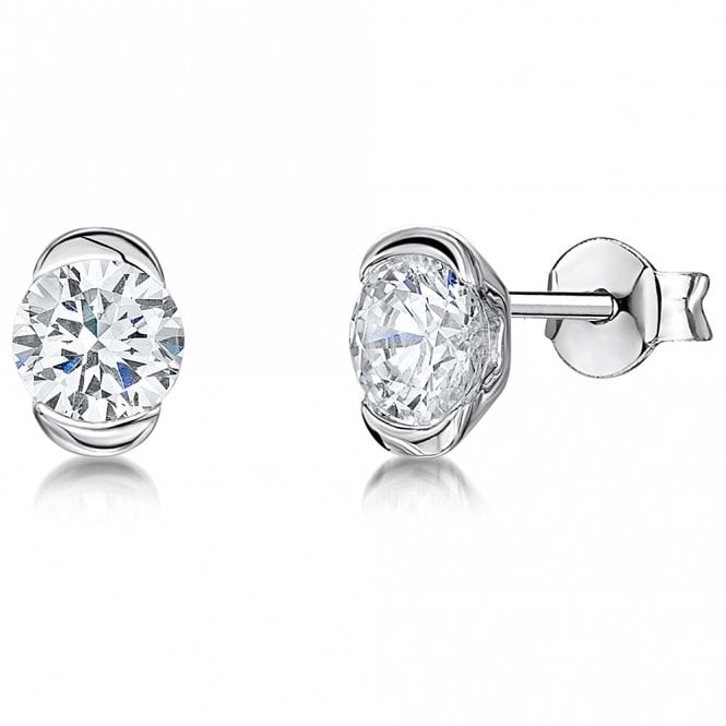 Silver and Cubic Zirconia Stud Earrings by Jools