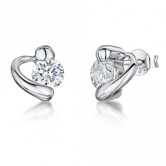 Silver and Cubic Zirconia Stud Earrings by Jools