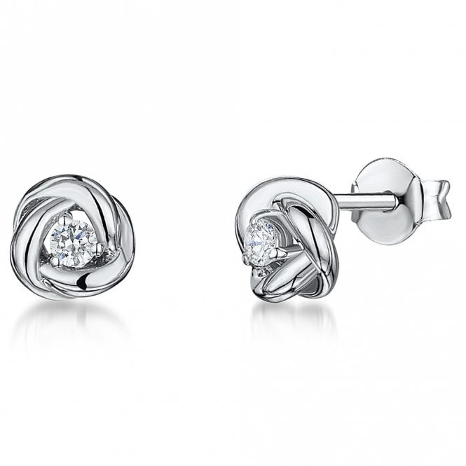 Silver and Cubic Zirconia Stud Earrings by Jools
