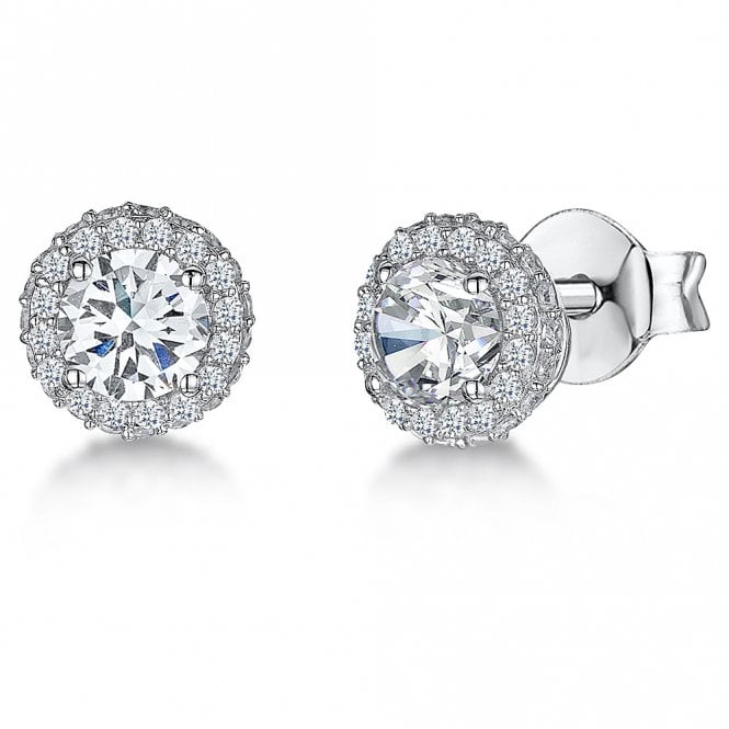 Silver and Cubic Zirconia Stud Earrings by Jools