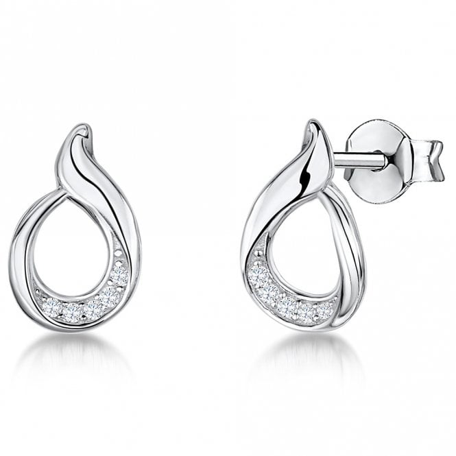 Silver and Cubic Zirconia Stud Earrings by Jools