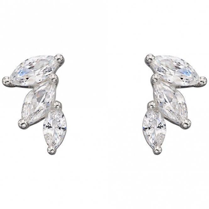 Silver and cubic zirconia stud earrings