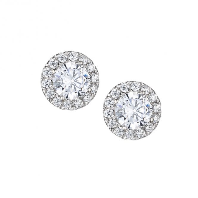 Silver and cubic zirconia stud earrings