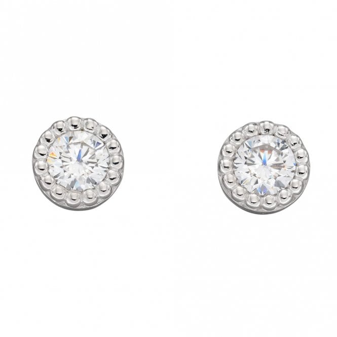 Silver and Cubic Zirconia Stud Earrings