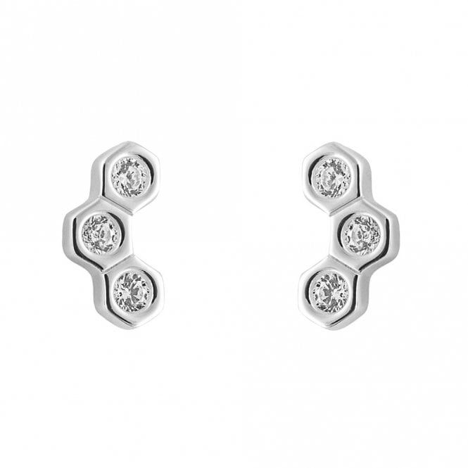 Silver and Cubic Zirconia Stud Earrings