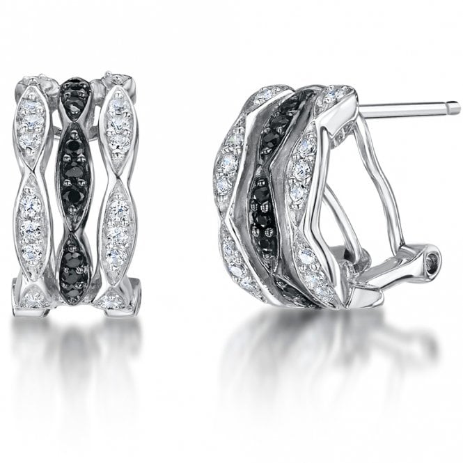 Silver and Cubic Zirconia Stud Hoop Earrings by Jools