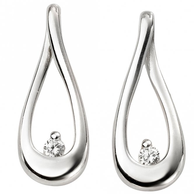 Silver and cubic zirconia teardrop earrings