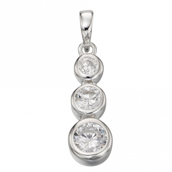 Silver and cubic zirconia three drop necklace