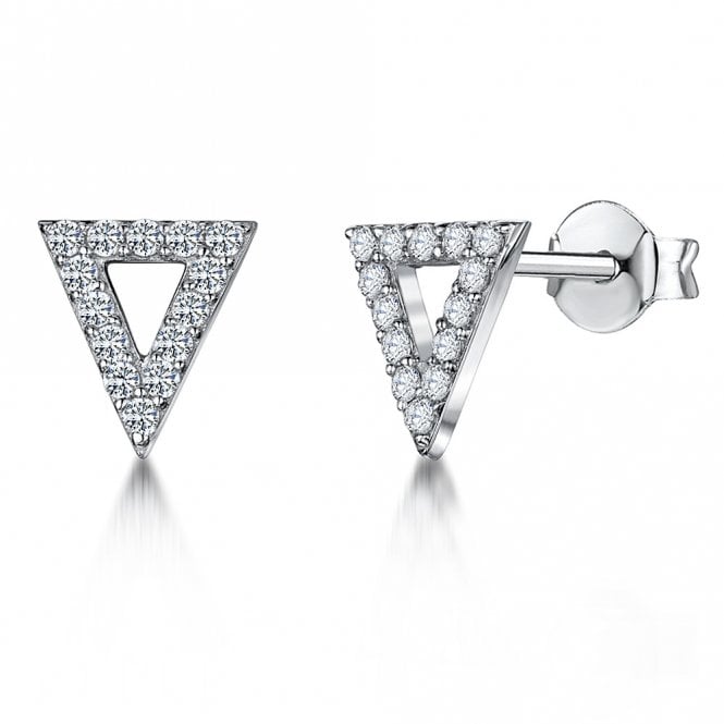Silver and Cubic Zirconia Triangle Stud earrings by Jools