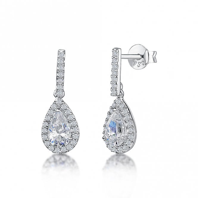 Silver and dark blue cubic zirconia drop earrings by Jenny Brown