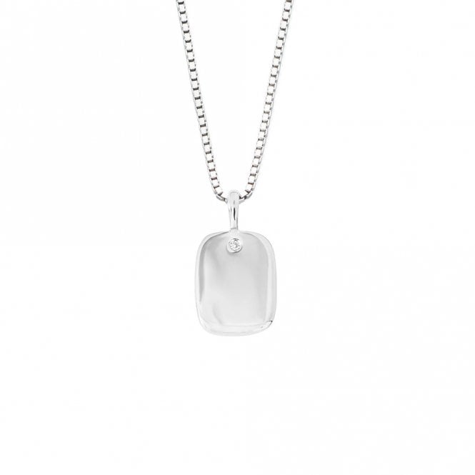 Silver and Diamond Tag Pendant and Chain by D for Diamond