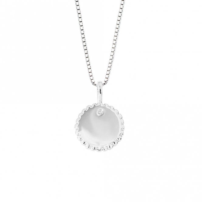 Silver and Diamond Tag Pendant and Chain by D for Diamond