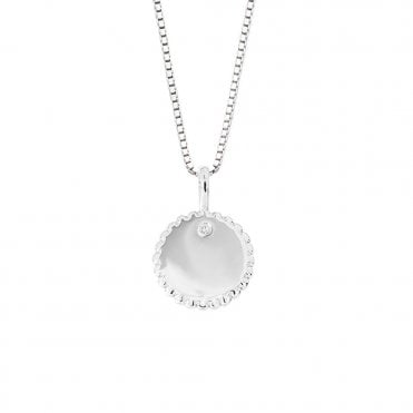 Silver and Diamond Tag Pendant and Chain by D for Diamond