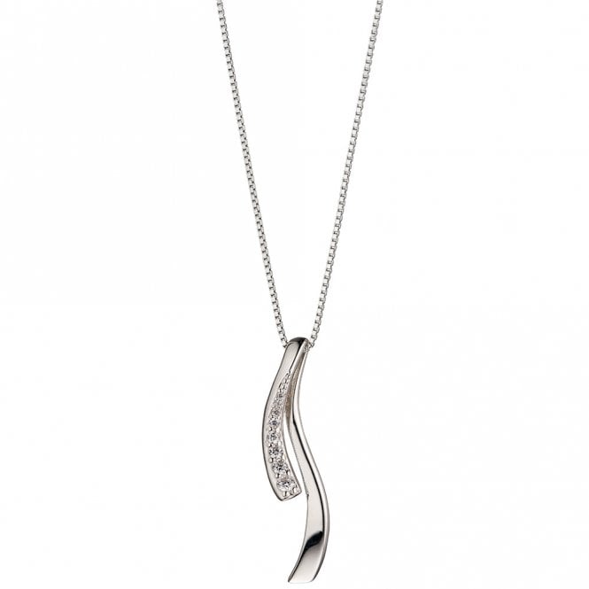 Silver and double wave drop pendant and chain