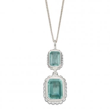 Silver and Fluorite Pendant and Chain
