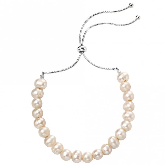 Silver and freshwater pearl adjustable bracelet