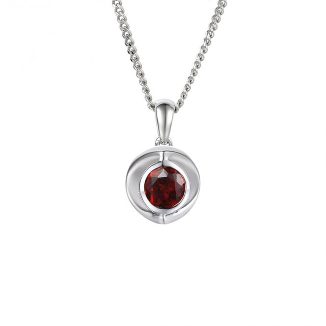 Silver and garnet pendant and chain