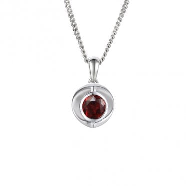 Silver and garnet pendant and chain