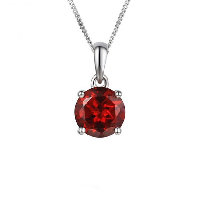 Silver and garnet pendant and chain