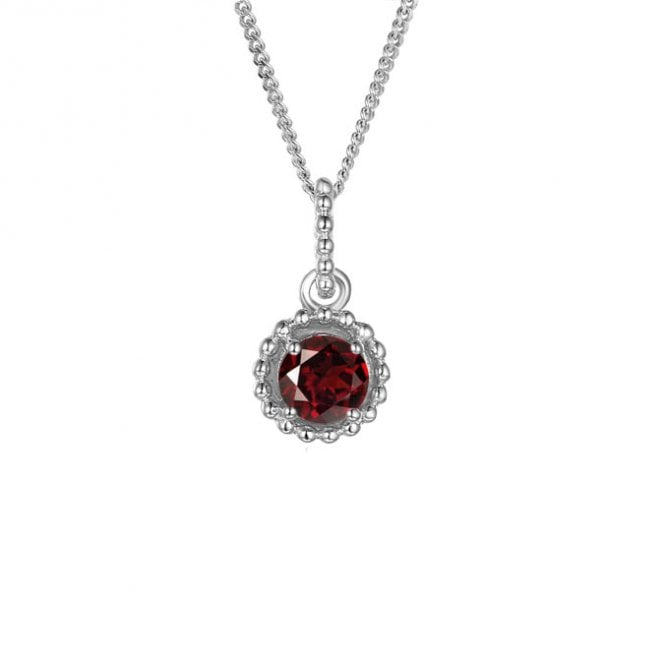 Silver and garnet pendant and chain