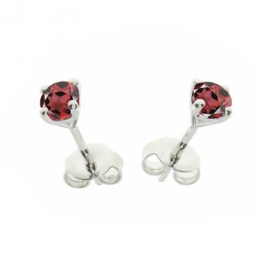 Silver and garnet stud earrings