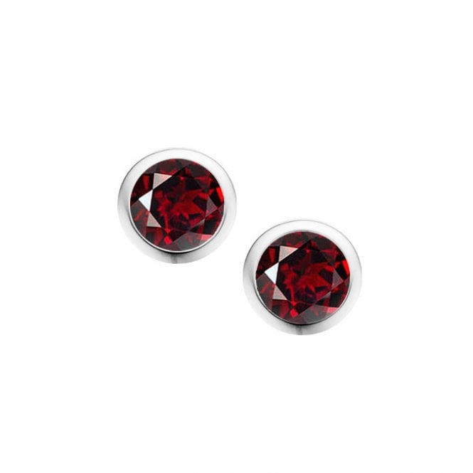 Silver and garnet stud earrings