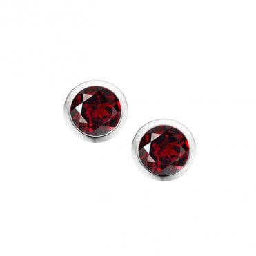 Silver and garnet stud earrings