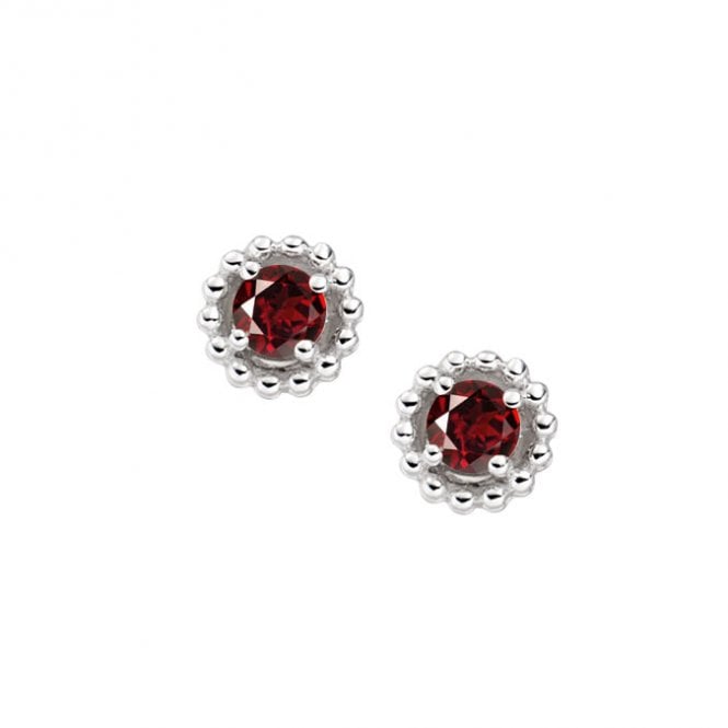 Silver and garnet stud earrings