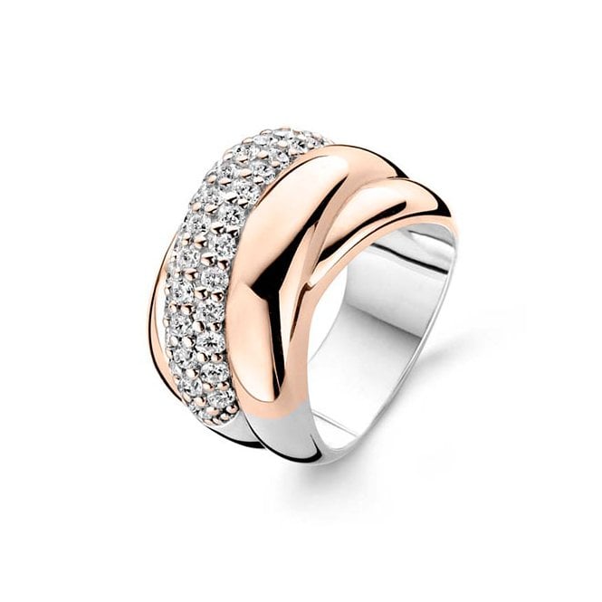 Silver and gold cubic zirconia ring by Ti Sento
