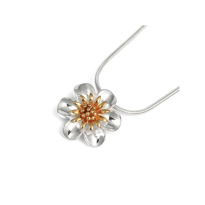 Silver and gold plated daisy pendant and chain