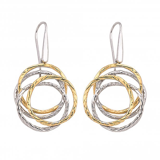 Silver and gold plated drop earrings