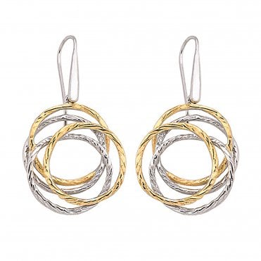 Silver and gold plated drop earrings