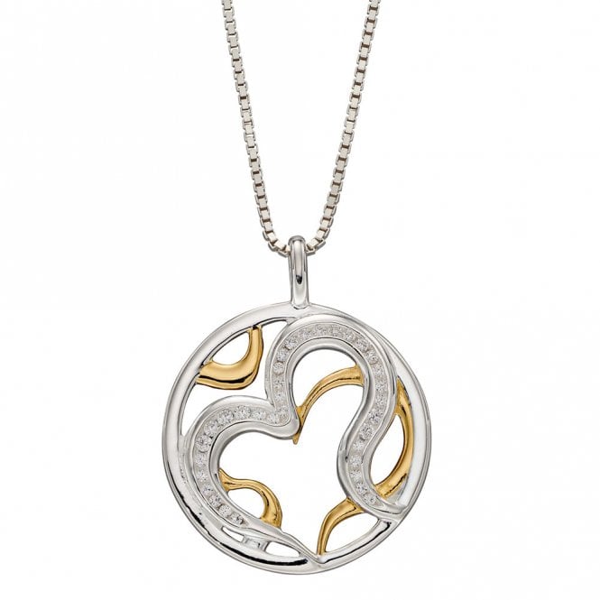 Silver and Gold Plated Open Heart Pendant and Chain