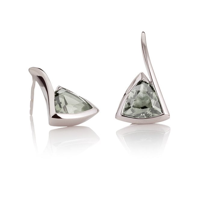 Silver and green amethyst earrings