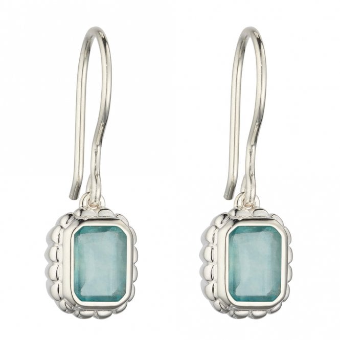 Silver and Green Fluorite Drop Earrings