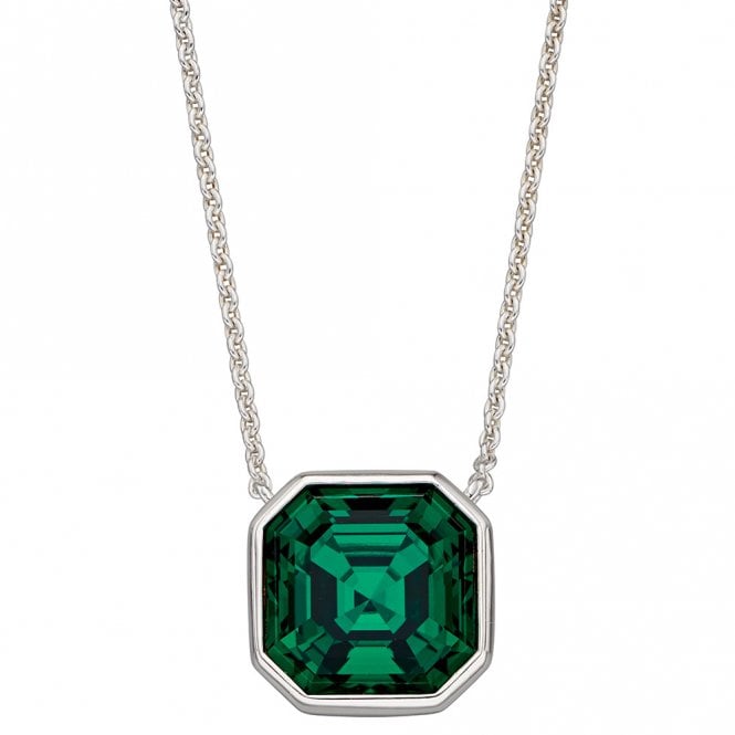 Silver and green Swarovski crystal necklace