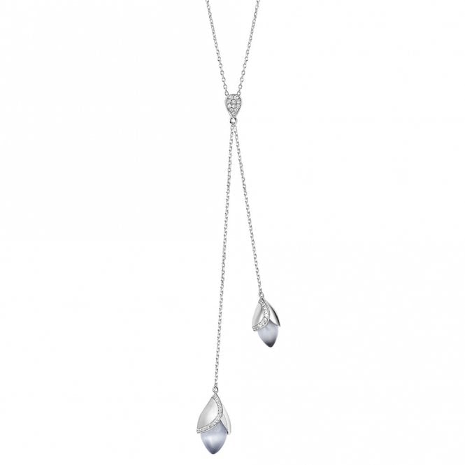 Silver and Grey Cat's Eye Necklace by Fei Liu