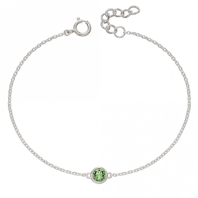 Silver and Light Green Cubic Zirconia Bracelet