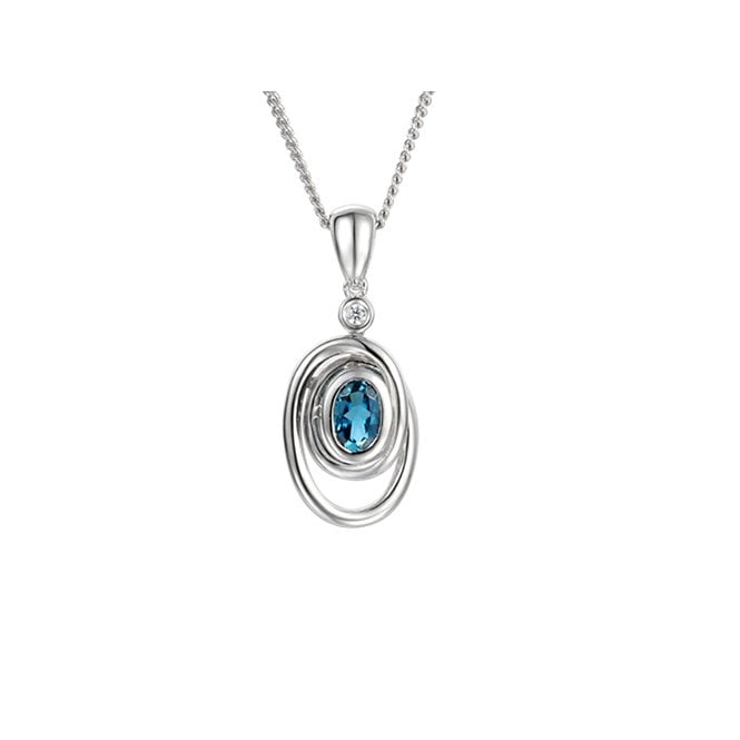 Silver and London blue topaz pendant and chain