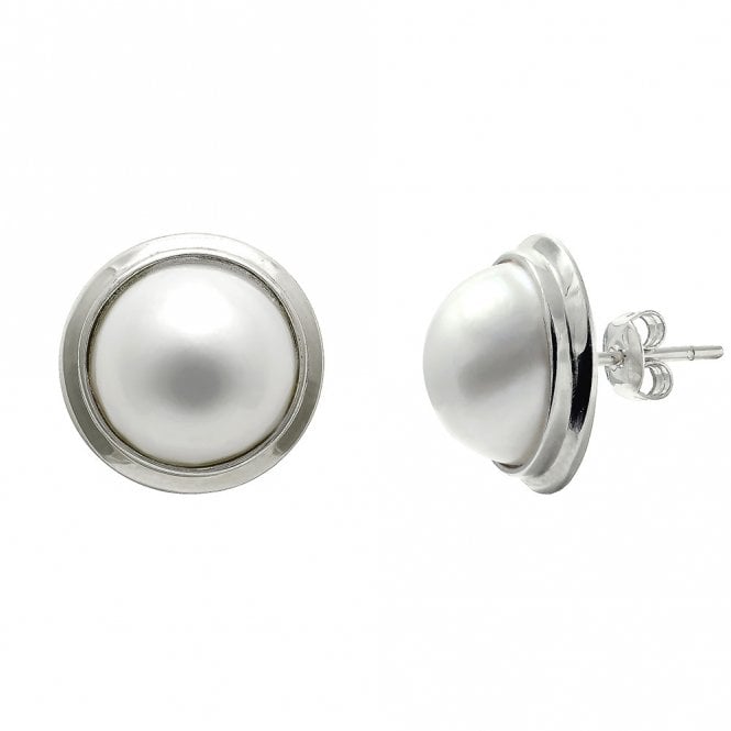 Silver and Mabe pearl stud earrings