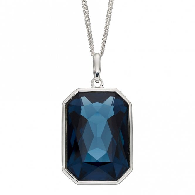Silver and Montana Crystal Pendant and Chain