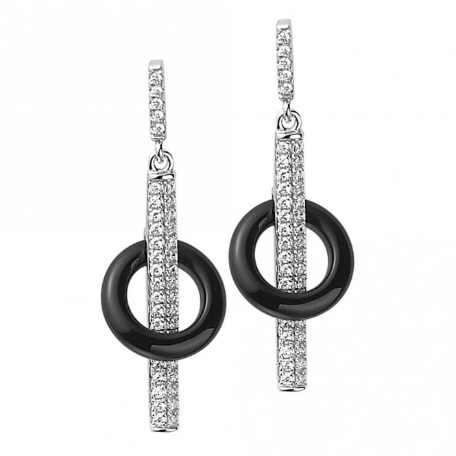 Silver and Onyx Drop Earrings by Fei Liu