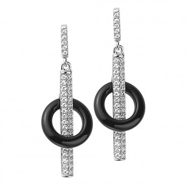 Silver and Onyx Drop Earrings by Fei Liu