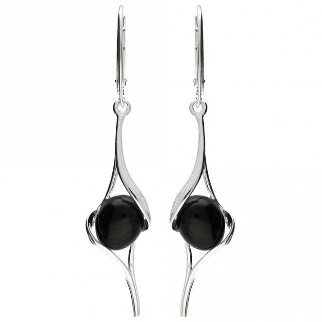 Silver and onyx drop earrings
