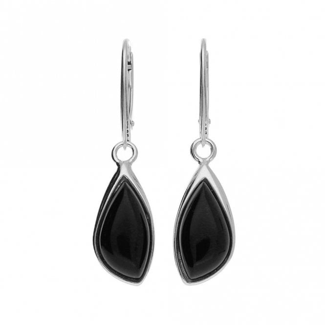 Silver and onyx drop earrings
