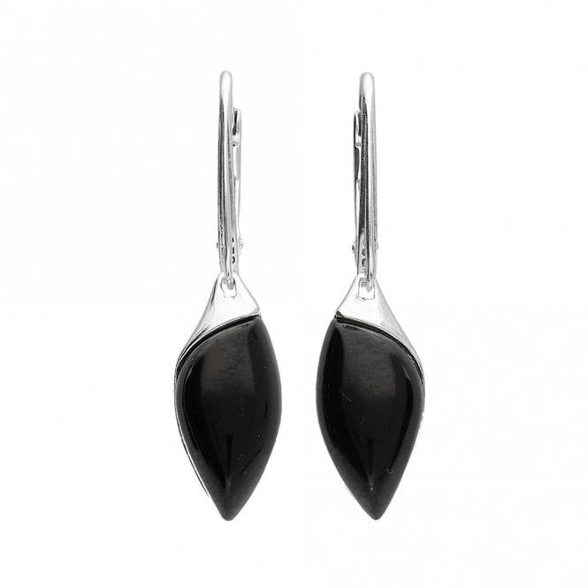 Silver and onyx drop earrings