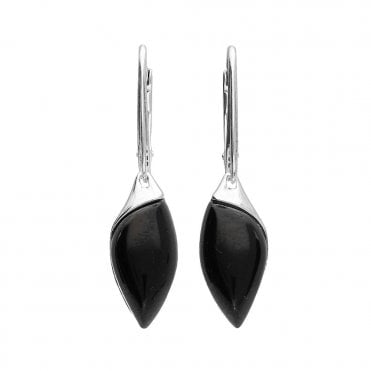 Silver and onyx drop earrings