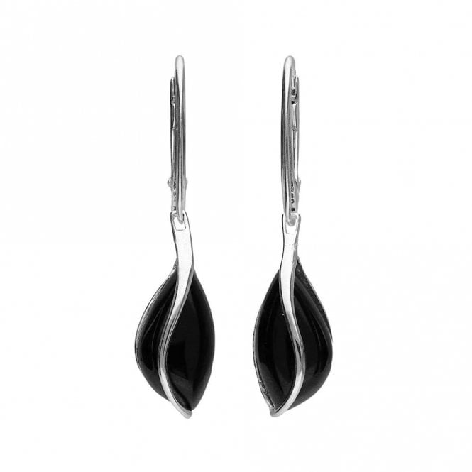 Silver and onyx drop earrings