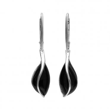 Silver and onyx drop earrings
